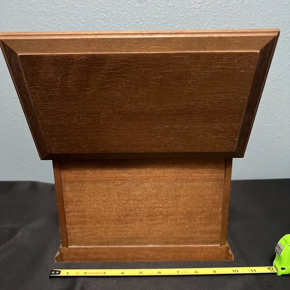 Vintage 60's Mele Wood Jewelry Chest Box Flip Up Lid / 2‎ Drawers Made In Taiwan